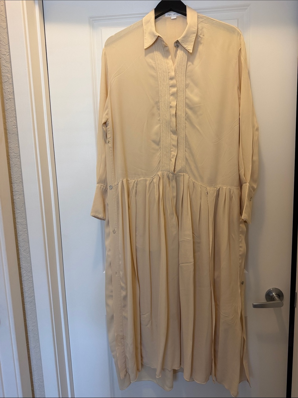 Zara Cream Maxi Shirt Dress